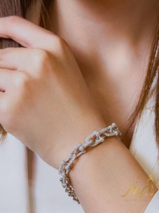 💍دستبند جواهري لاکچري خاص و زیبا ، نقره عیار 925 (D_7195)	