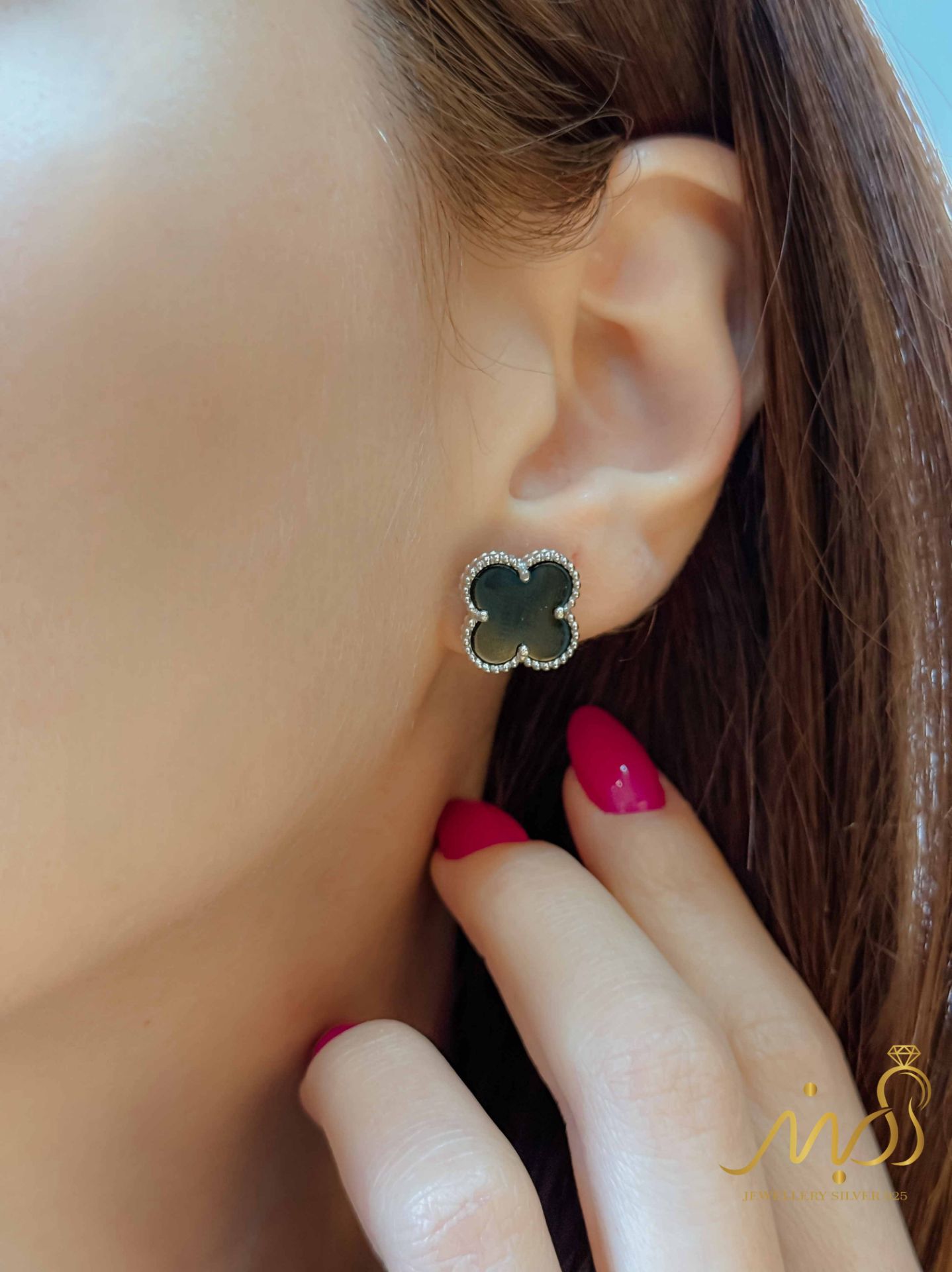 💍گوشواره ونکلیف مشکی خاص و زیبا ، نقره عیار ۹۲۵ (E_5063)‌‌‌‌‌‌	