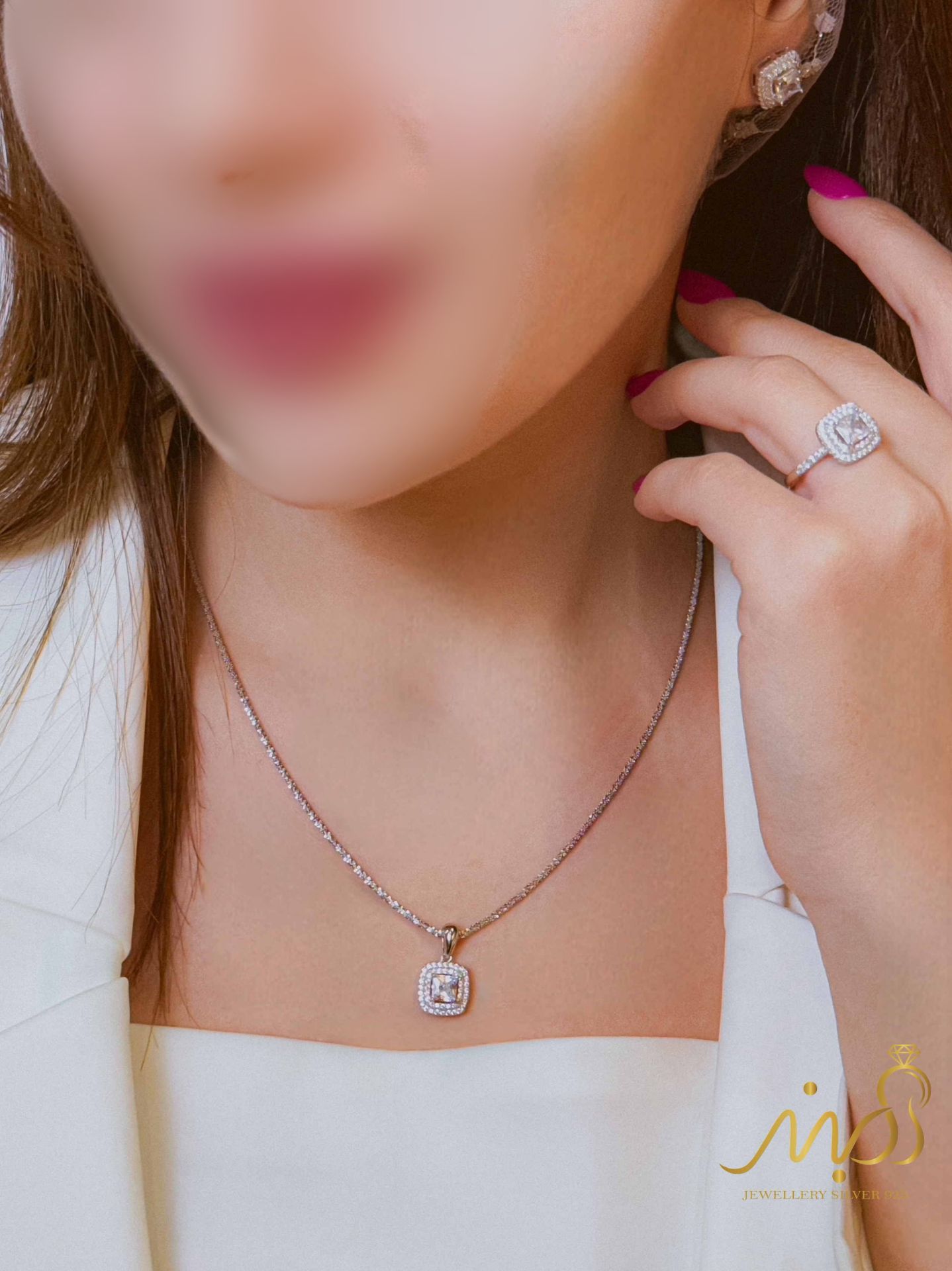💍نیم ست جواهري خاص و زيبا  (آويز ، گوشواره و انگشتر )  ، نقره عیار ۹۲۵(N_4291)