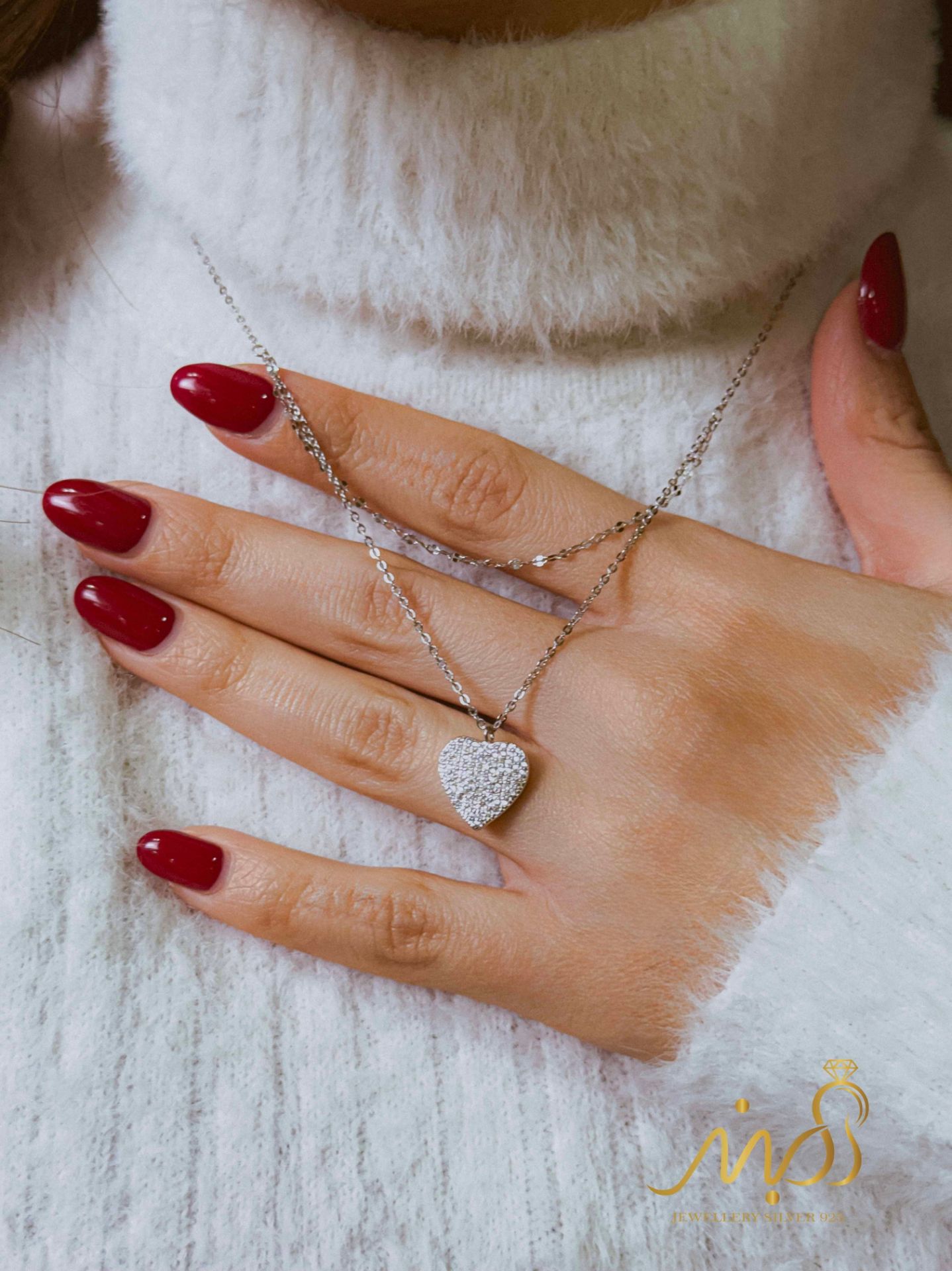 💍گردنبند جواهری قلب  نقره عیار ۹۲۵ (G_3303)