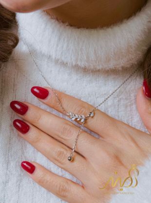 💍گردنبند جواهری برگ آویز دار،  نقره عیار 925 (G_3304)