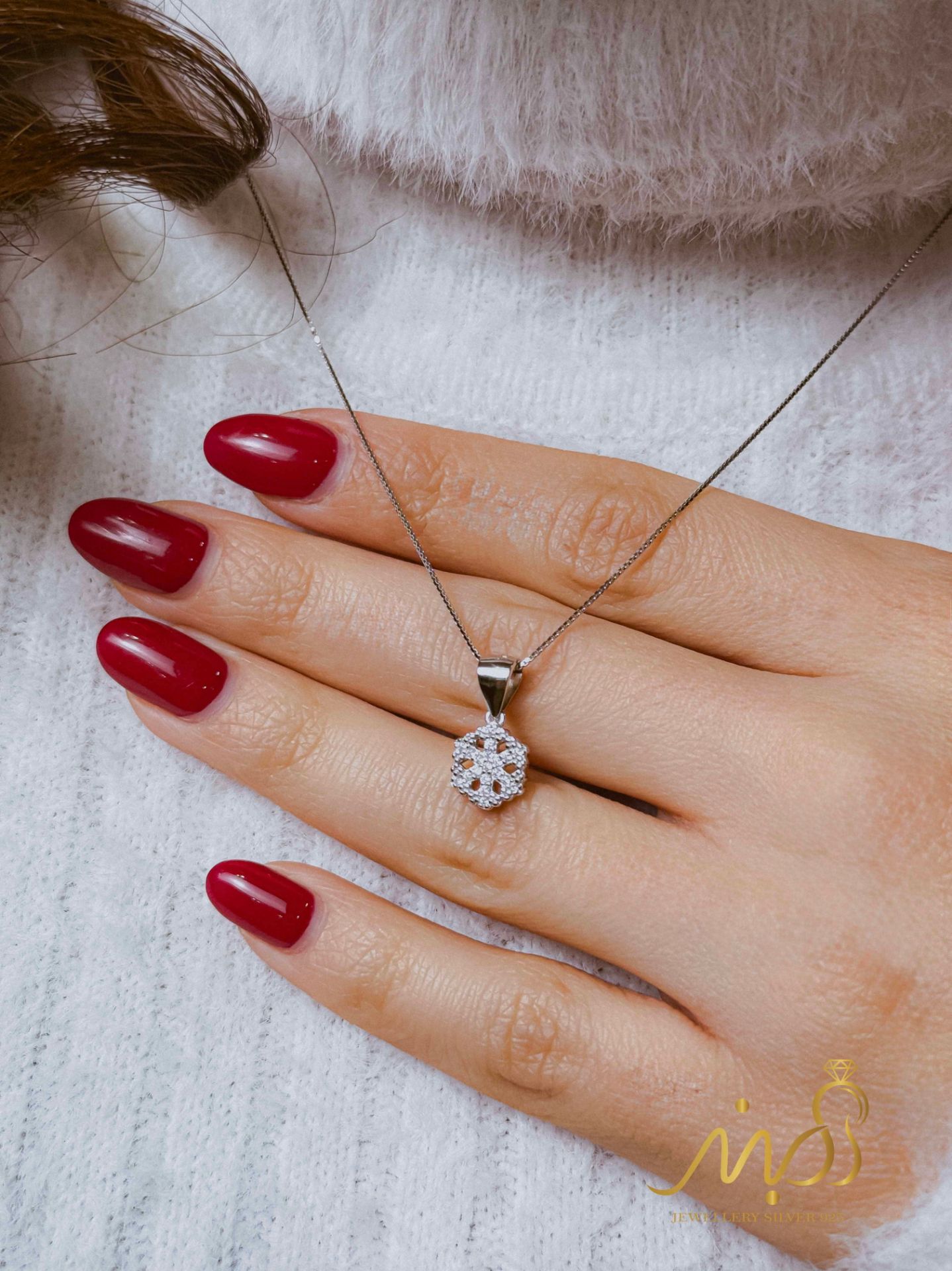 💍گردنبند جواهری برف  ،  نقره عیار ۹۲۵ (G_3309)