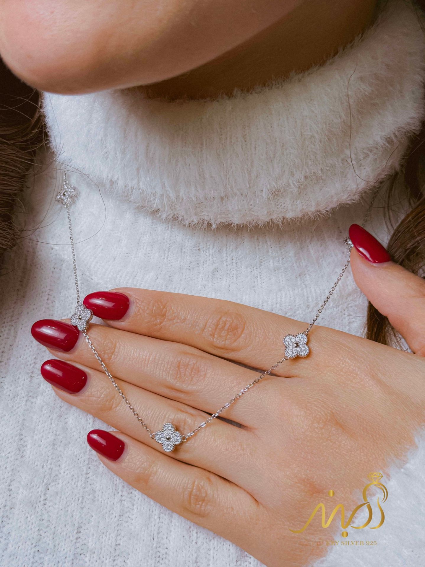 💍گردنبند جواهری ونکلیف،  نقره عیار ۹۲۵ (G_3310)