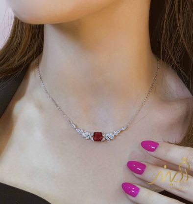 💍گردنبند جواهری  با نگین یاقوتی،  نقره عیار ۹۲۵ (G_3313)