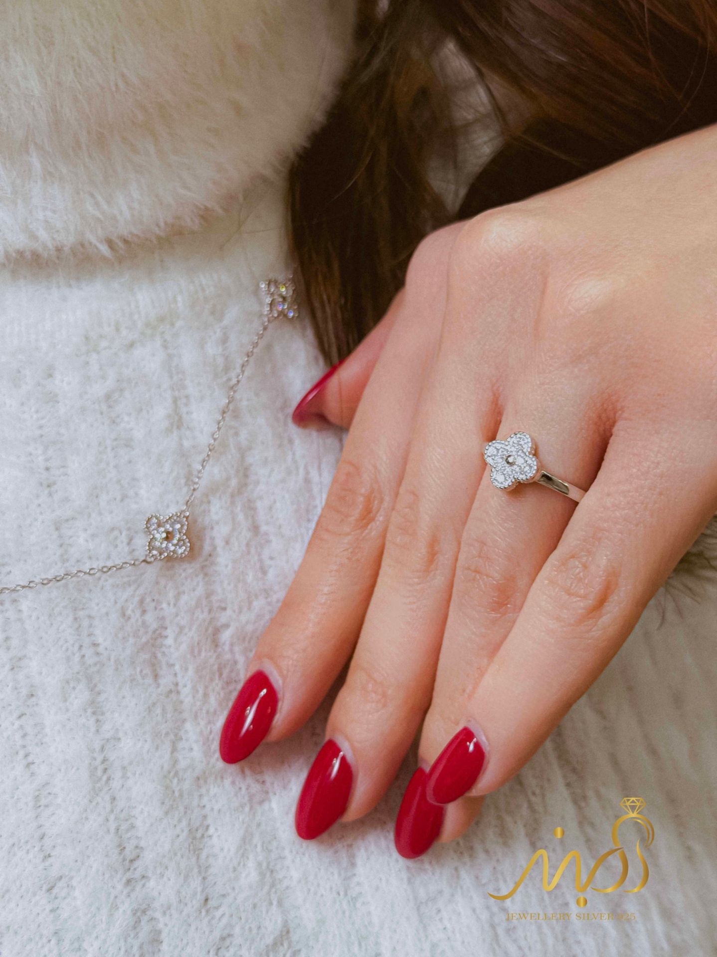 💍سرويس جواهری ونکلیف خاص و زيبا(گردنبند ، گوشواره ، دستبند و انگشتر) نقره عیار 925 (S_6059)‌‌‌‌‌‌ ‌