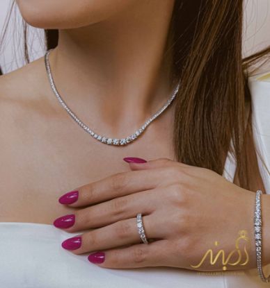 💍سرويس جواهری تنیسی (گردنبند ، گوشواره ، دستبند و انگشتر) نقره عیار 925 (S_6061)‌‌‌‌‌‌ ‌