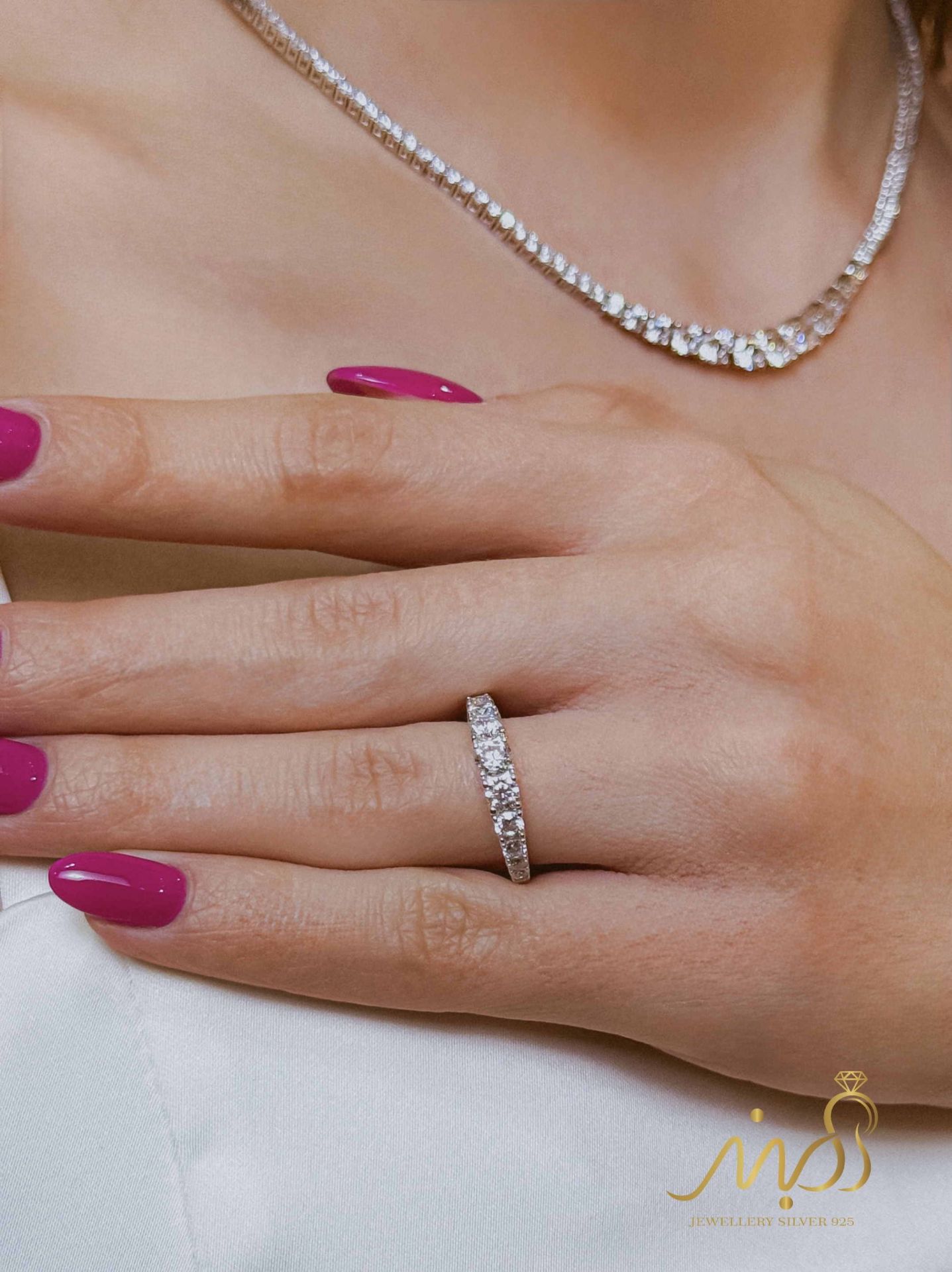💍سرويس جواهری تنیسی (گردنبند ، گوشواره ، دستبند و انگشتر) نقره عیار 925 (S_6061)‌‌‌‌‌‌ ‌