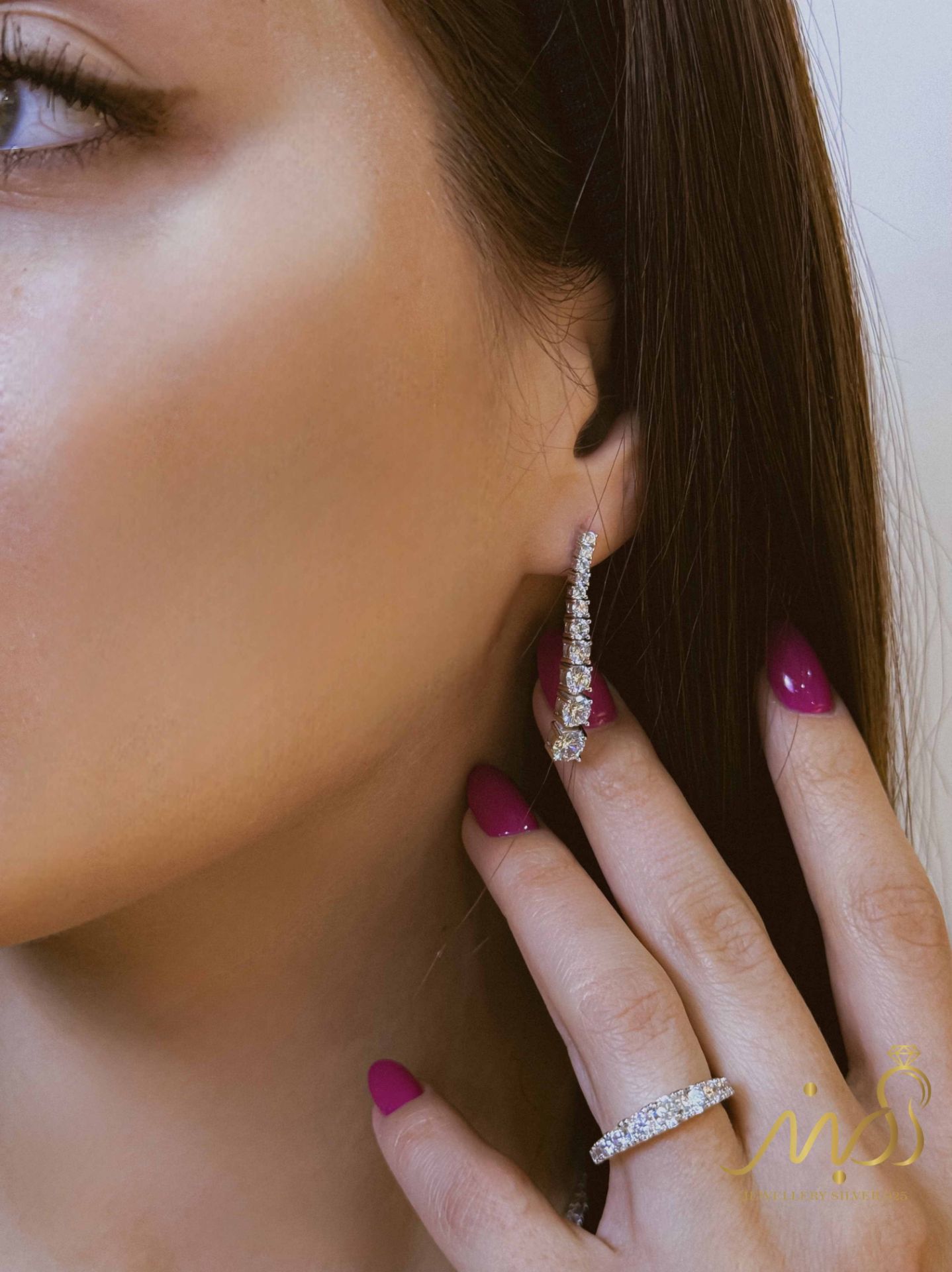 💍سرويس جواهری تنیسی (گردنبند ، گوشواره ، دستبند و انگشتر) نقره عیار 925 (S_6061)‌‌‌‌‌‌ ‌