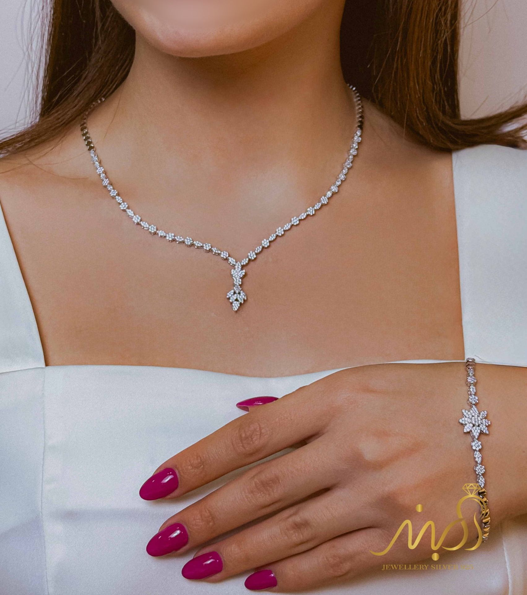 💍سرويس جواهری (گردنبند ، گوشواره ، دستبند ) نقره عیار 925 (S_6063)‌‌‌‌‌‌ ‌