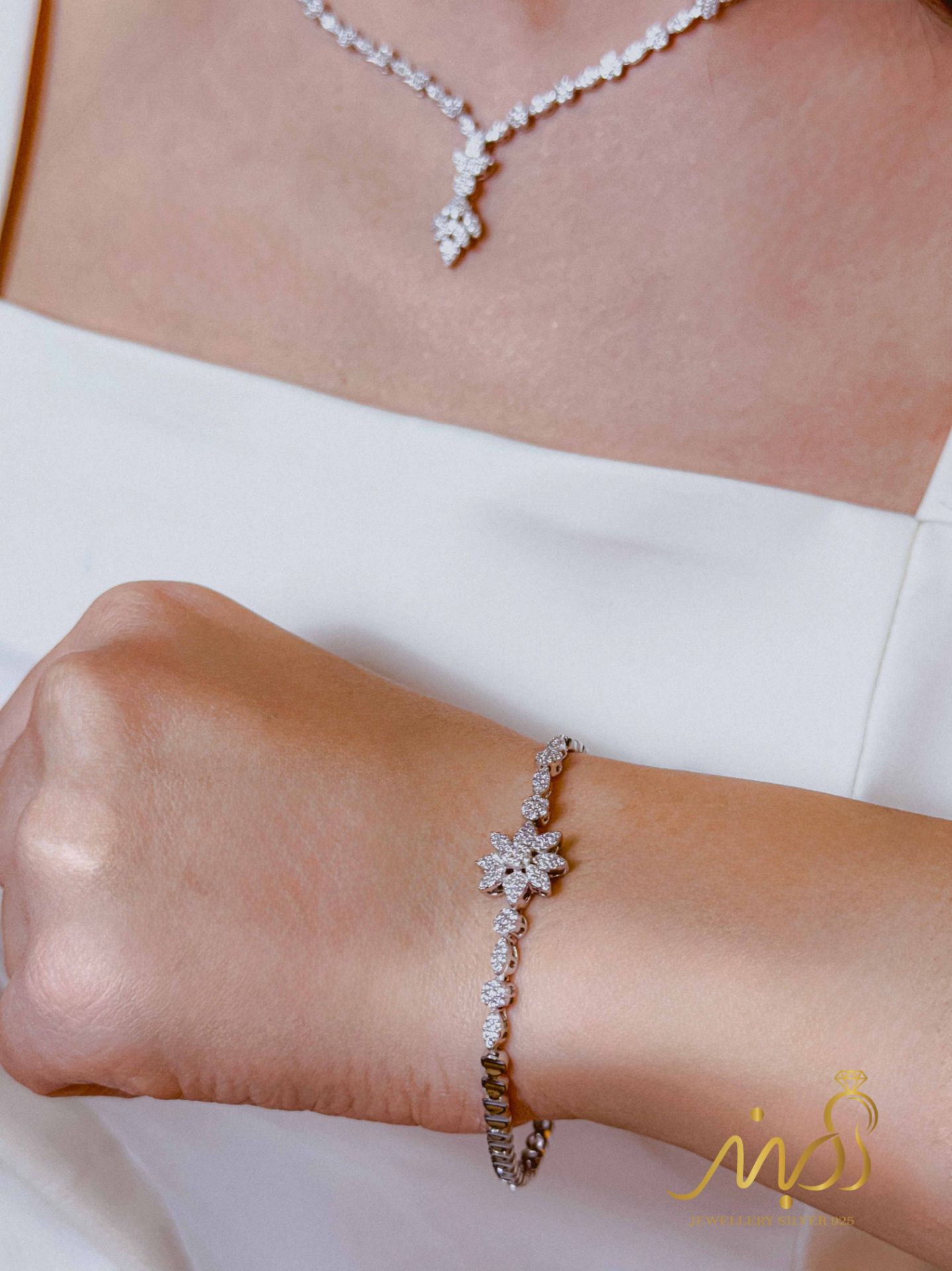 💍سرويس جواهری (گردنبند ، گوشواره ، دستبند ) نقره عیار 925 (S_6063)‌‌‌‌‌‌ ‌