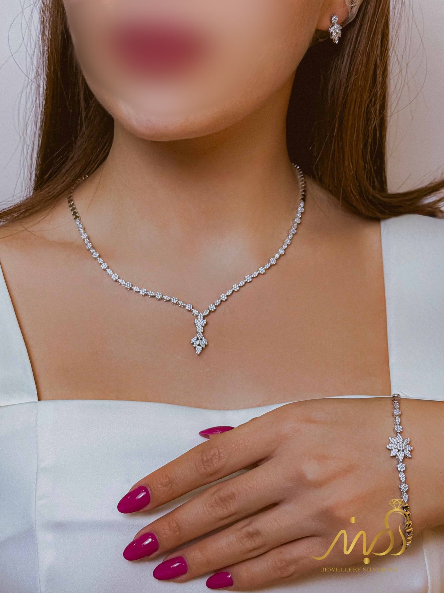💍سرويس جواهری (گردنبند ، گوشواره ، دستبند ) نقره عیار 925 (S_6063)‌‌‌‌‌‌ ‌