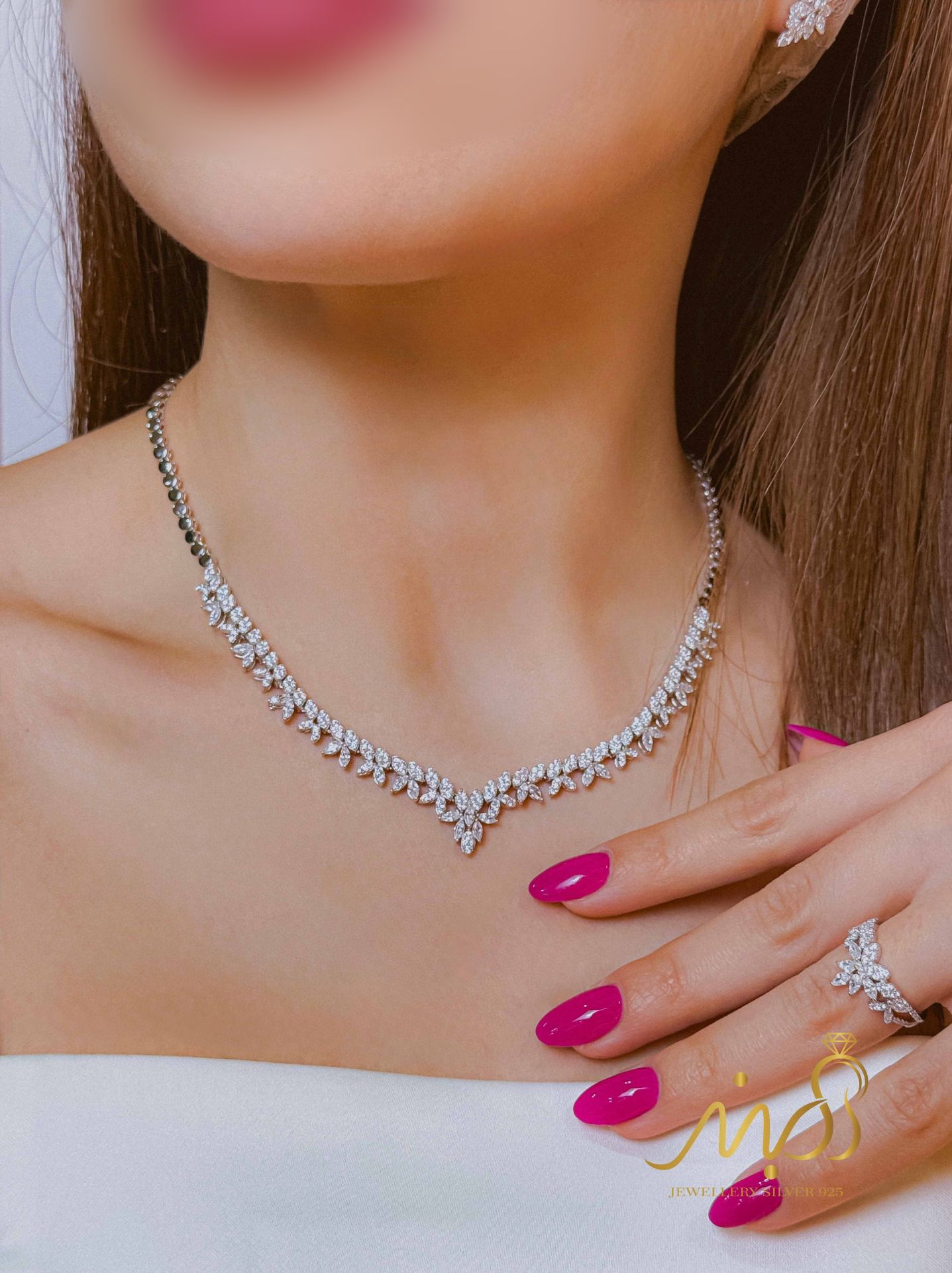 💍سرويس جواهری (گردنبند ، گوشواره ، دستبند و انگشتر) نقره عیار 925 (S_6064)‌‌‌‌‌‌ ‌
