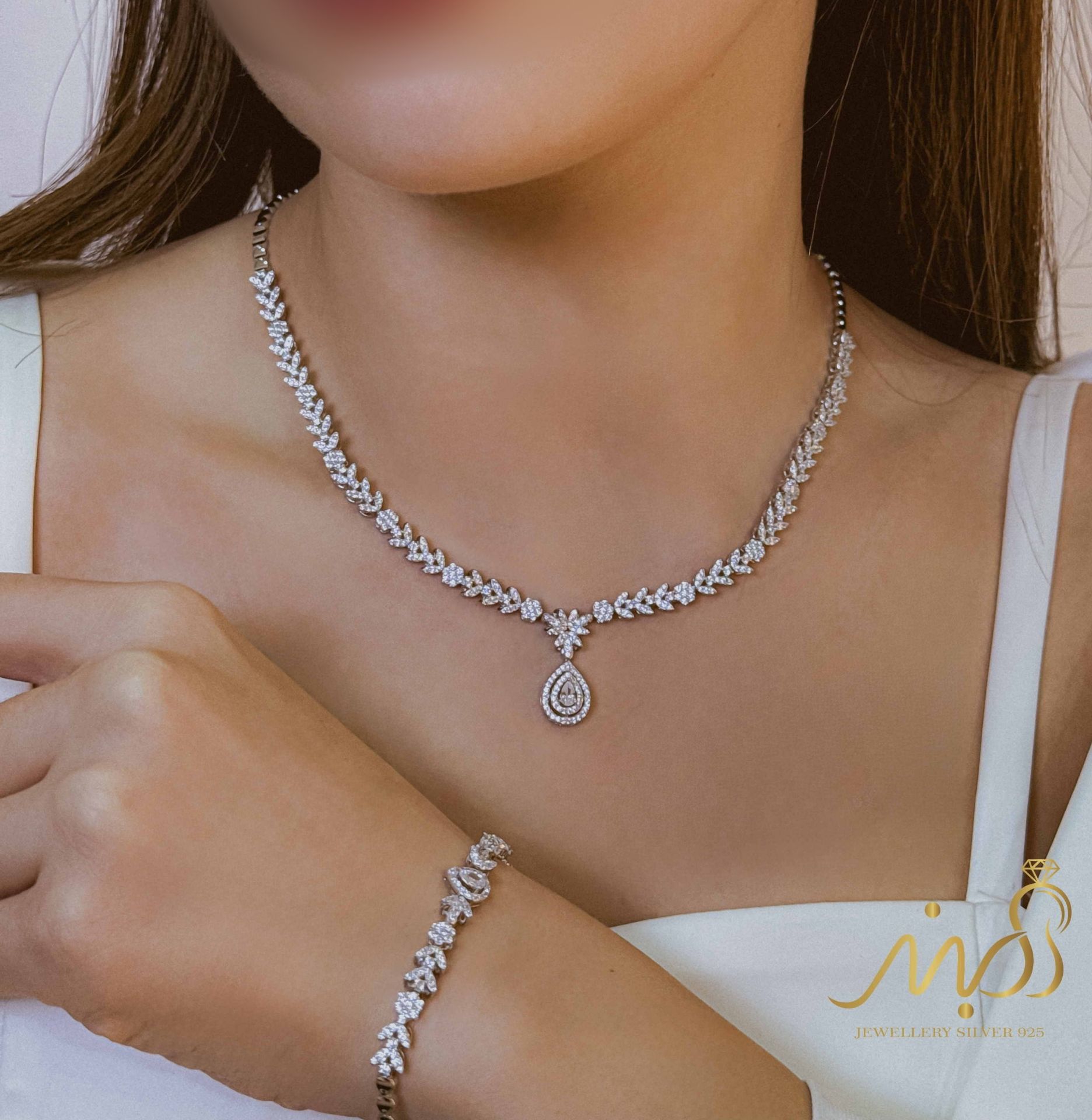 💍سرويس جواهری (گردنبند ، گوشواره ، دستبند ) نقره عیار 925 (S_6066)‌‌‌‌‌‌ ‌