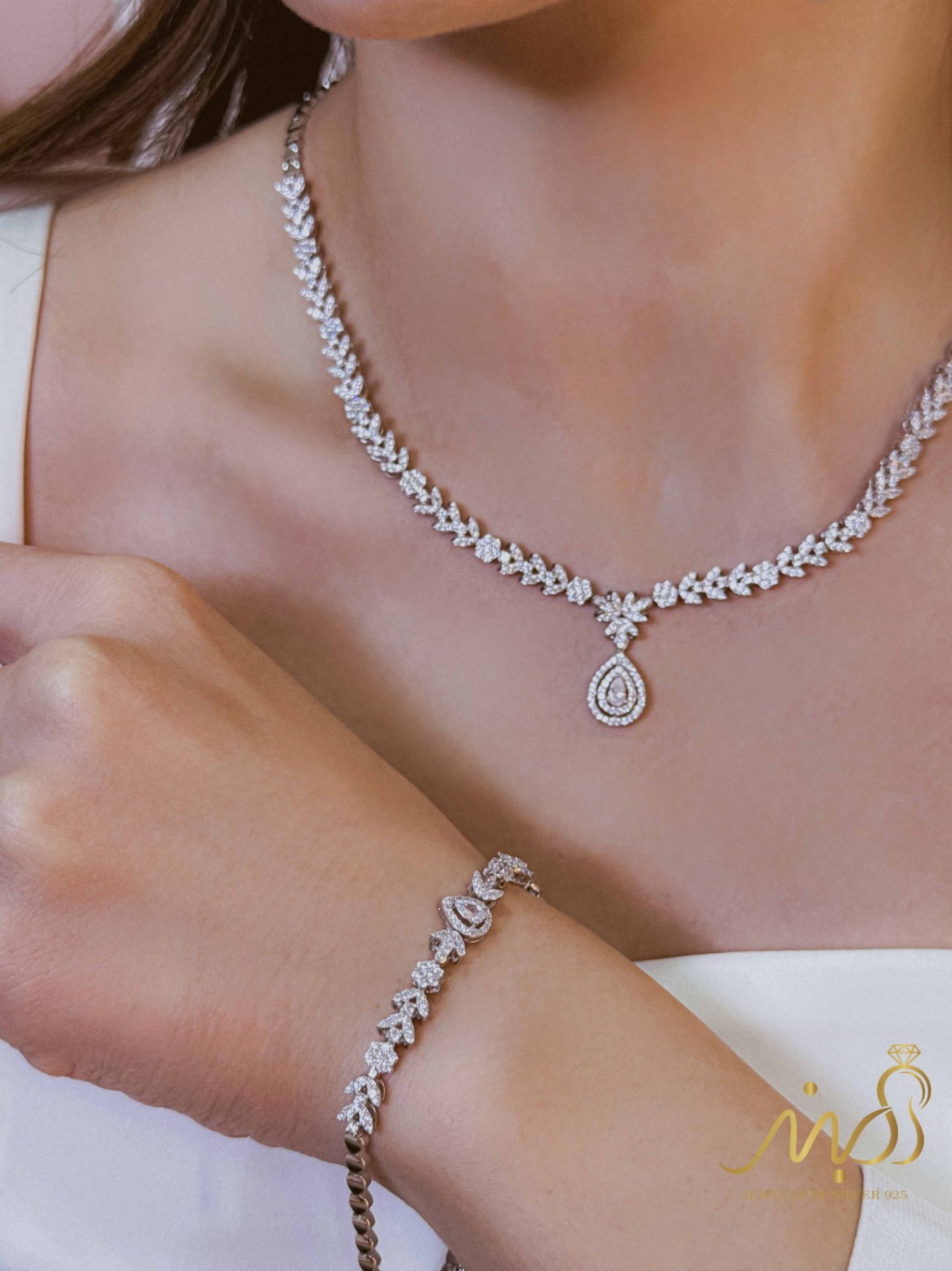 💍سرويس جواهری (گردنبند ، گوشواره ، دستبند ) نقره عیار 925 (S_6066)‌‌‌‌‌‌ ‌