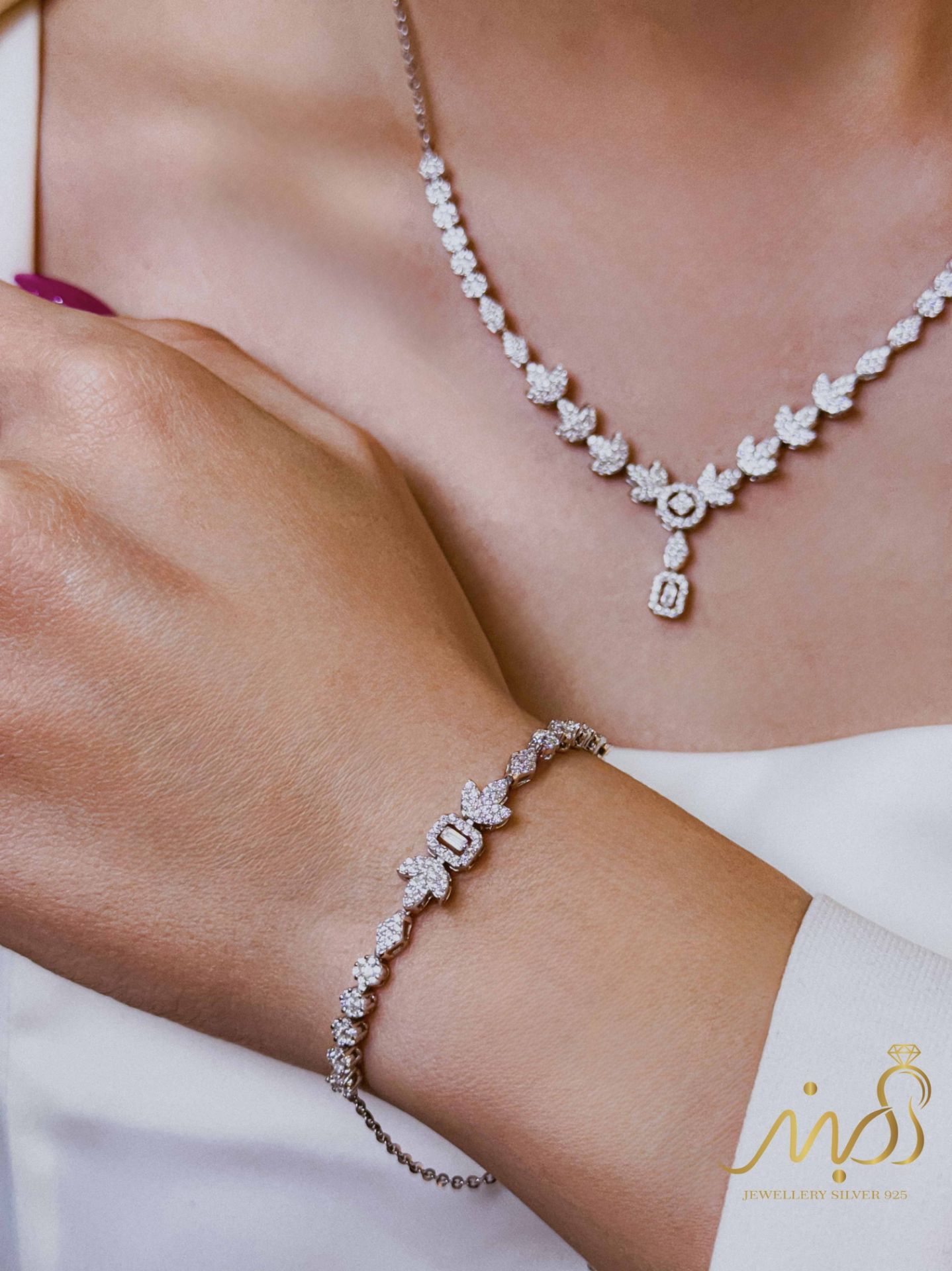 💍سرويس جواهری (گردنبند ، گوشواره ، دستبند و انگشتر) نقره عیار 925 (S_6070)‌‌‌‌‌‌ ‌