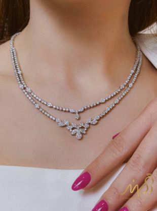 💍سرويس جواهری دو لاین لاکچری (گردنبند ، گوشواره ، دستبند ) نقره عیار 925 (S_6072)‌‌‌‌‌‌ ‌