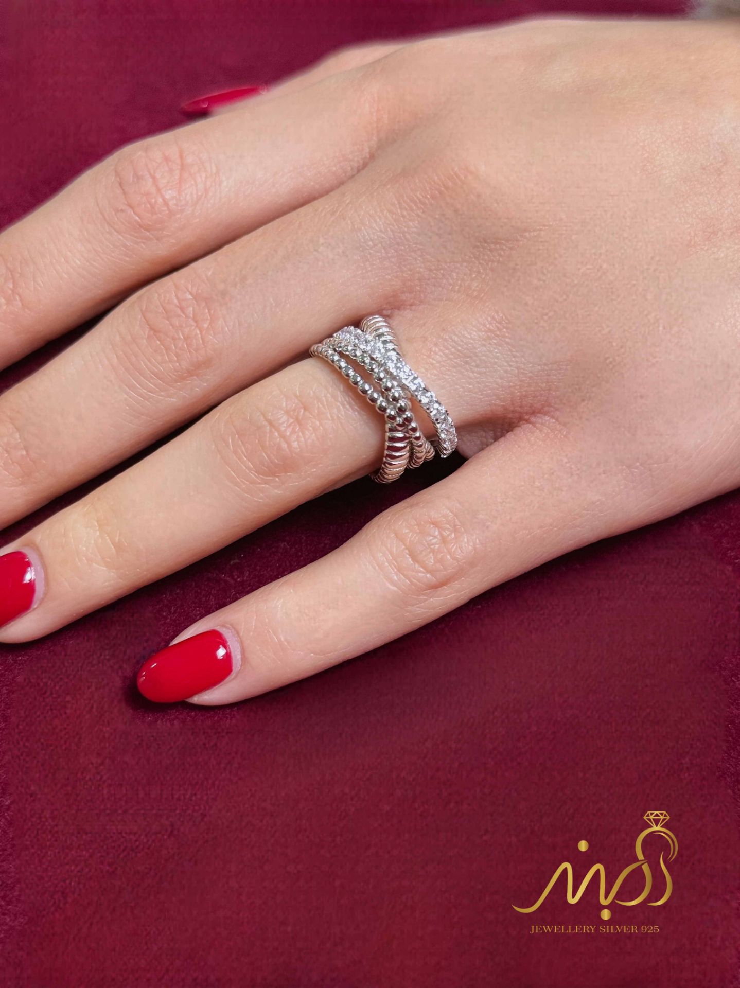 💍انگشتر جواهري کارتیر ؛ نقره عیار ۹۲۵(R_1276)