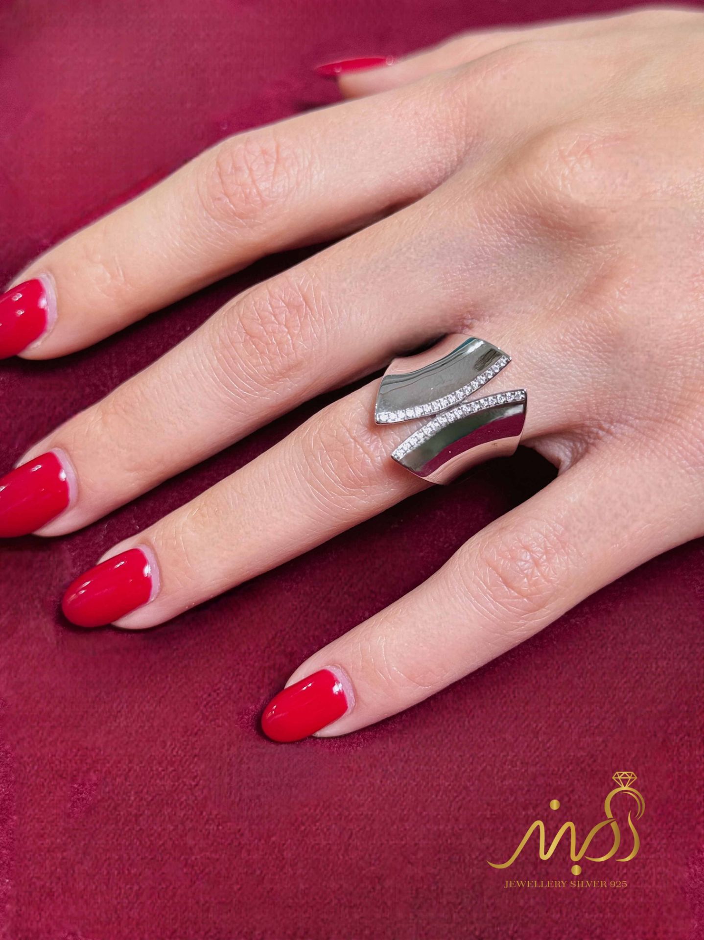 💍انگشتر جواهري کارتیر ؛ نقره عیار ۹۲۵(R_1277)