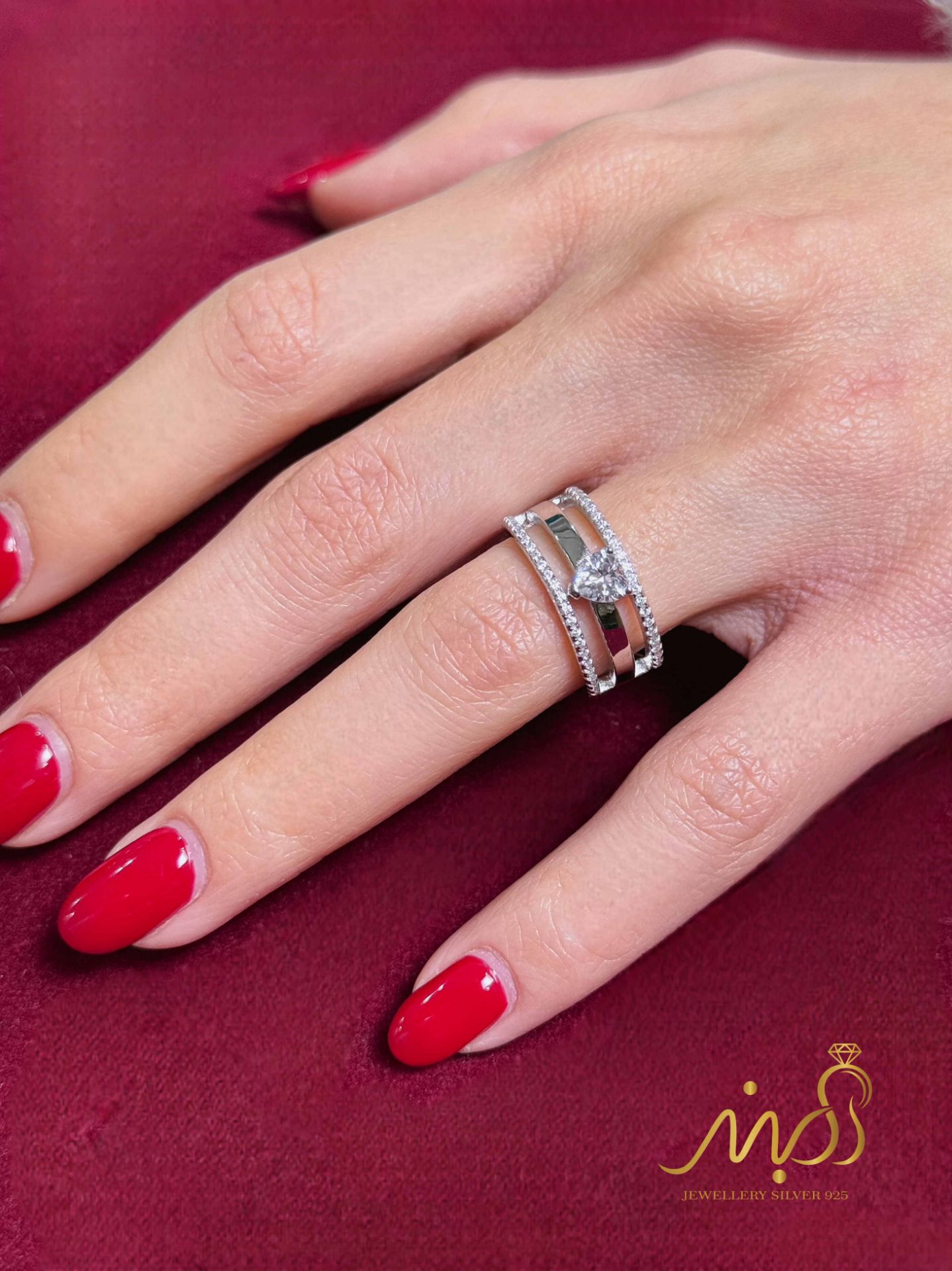 💍انگشتر جواهري با نگین قلب ؛ نقره عیار ۹۲۵(R_1282)