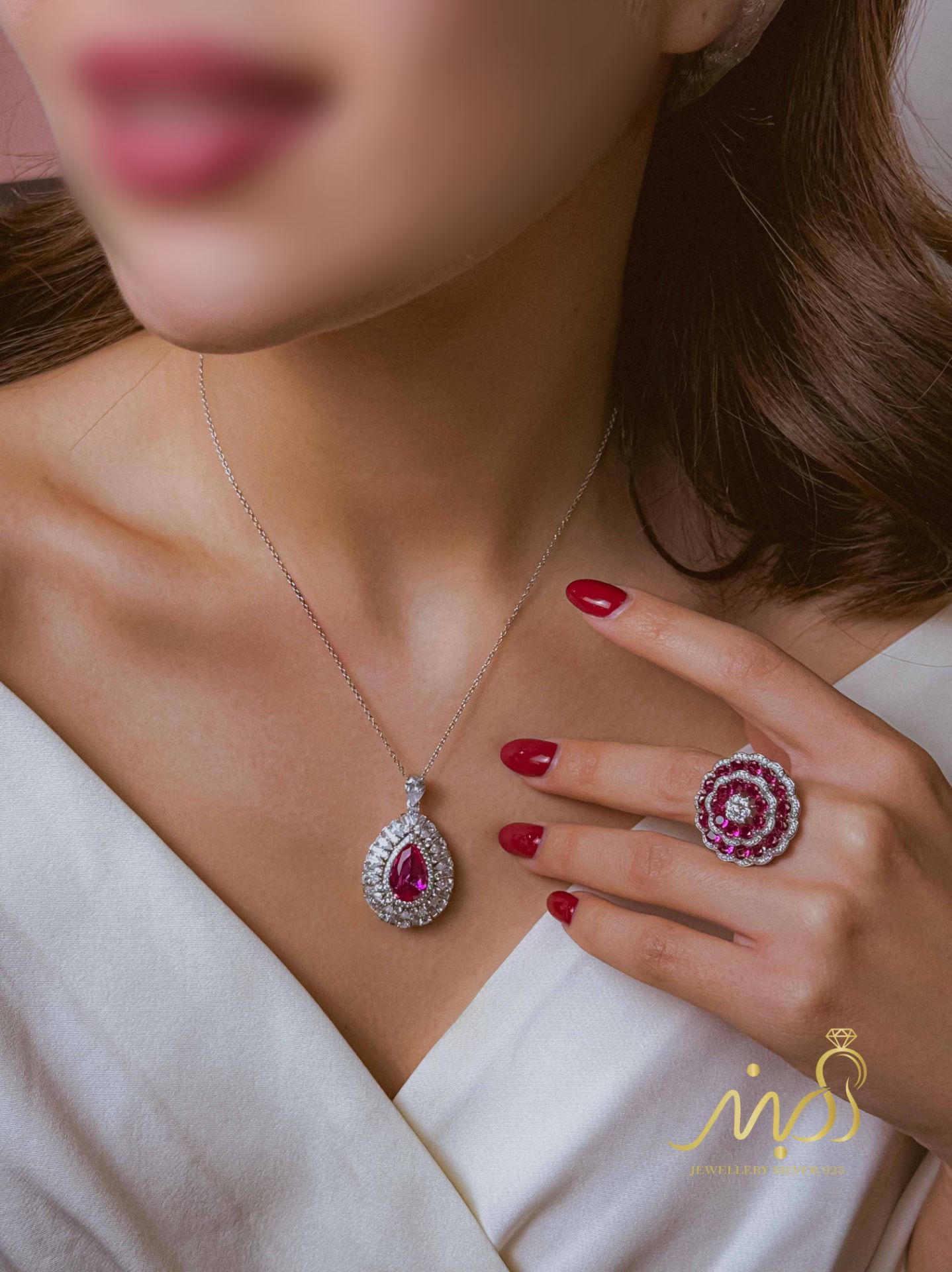 💍انگشتر جواهري لاکچری با نگینهای رنگی ؛ نقره عیار ۹۲۵(R_1285)