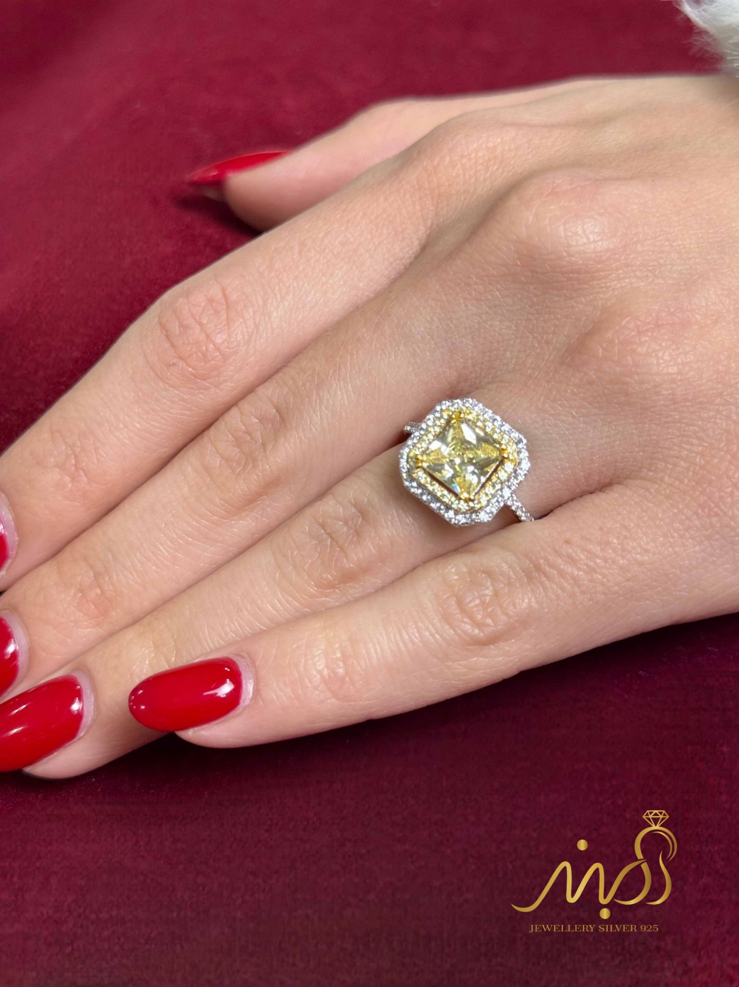 💍انگشتر جواهري با نگین سیترین؛ نقره عیار 925(R_1292)