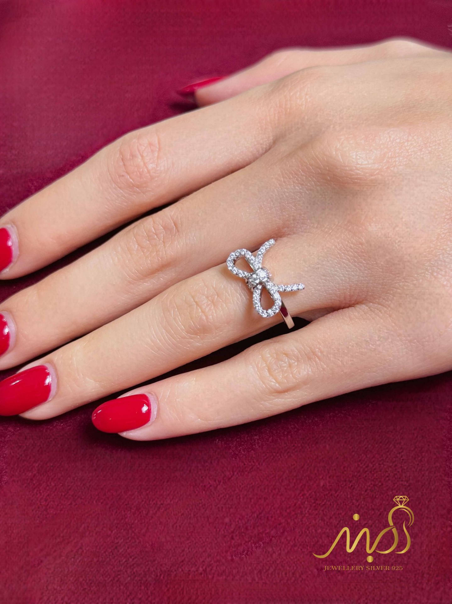 💍انگشتر جواهري پاپیونی ؛ نقره عیار ۹۲۵(R_1295)