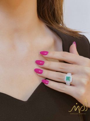 💍انگشتر جواهري با نگین زمردی ؛ نقره عیار ۹۲۵(R_1311)