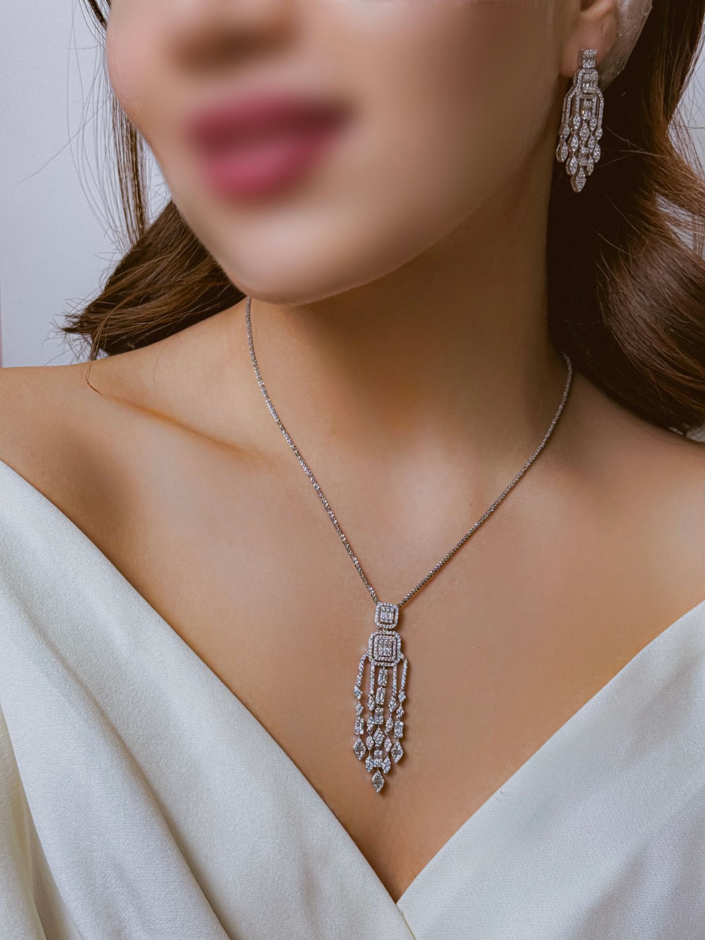 💍نیم ست جواهری  (آویز و گوشواره)نقره عیار ۹۲۵(N_4421)	