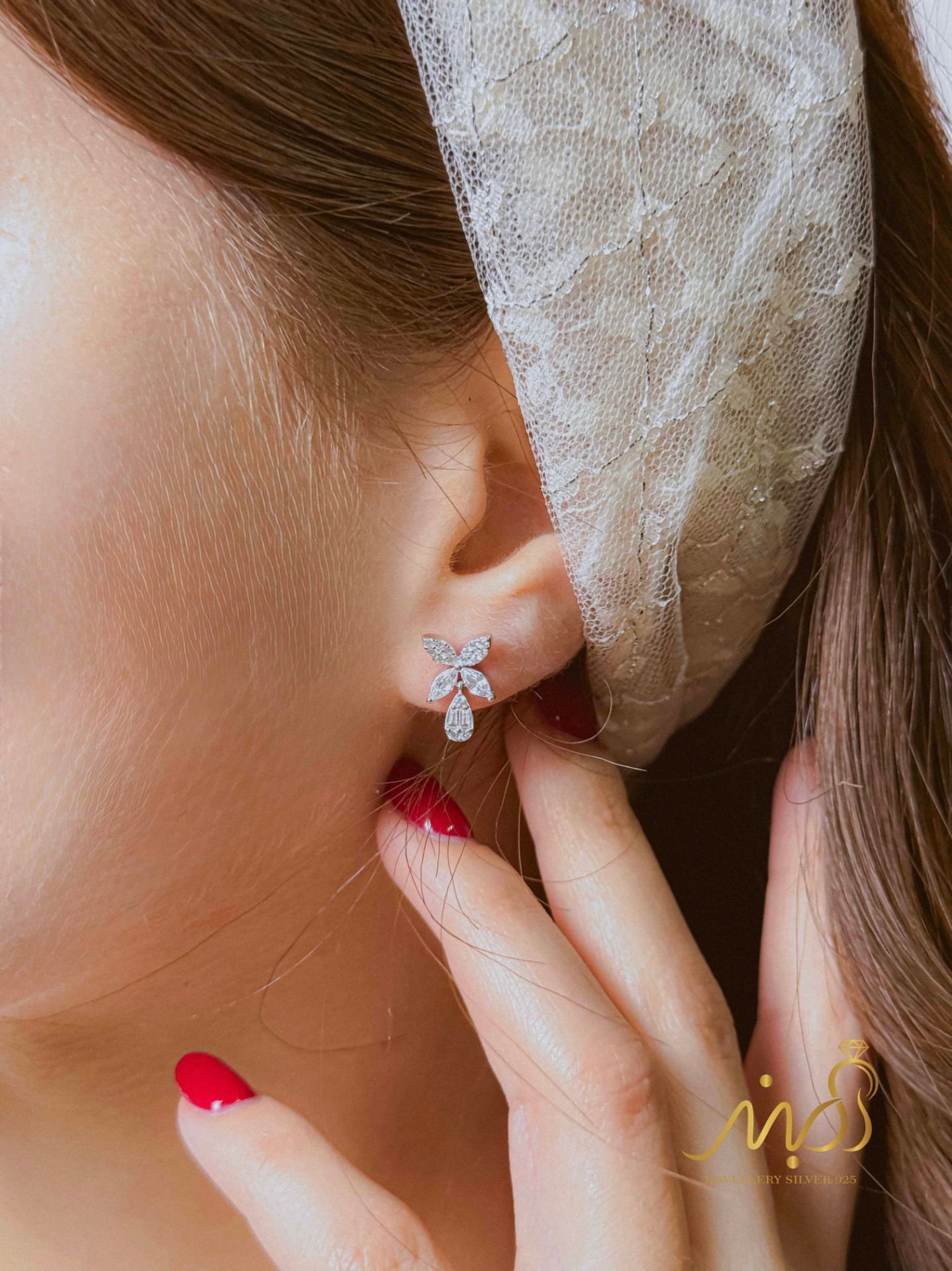 💍نیم ست جواهری (گردنبند و گوشواره)نقره عیار ۹۲۵(N_4420)