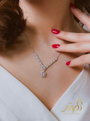 💍نیم ست جواهری (گردنبند و گوشواره)نقره عیار 925(N_4422)