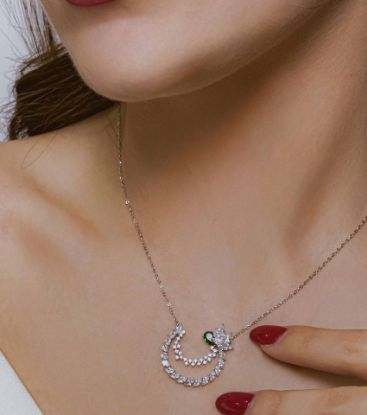 💍نیم ست جواهری (گردنبند و گوشواره)نقره عیار ۹۲۵(N_4427)