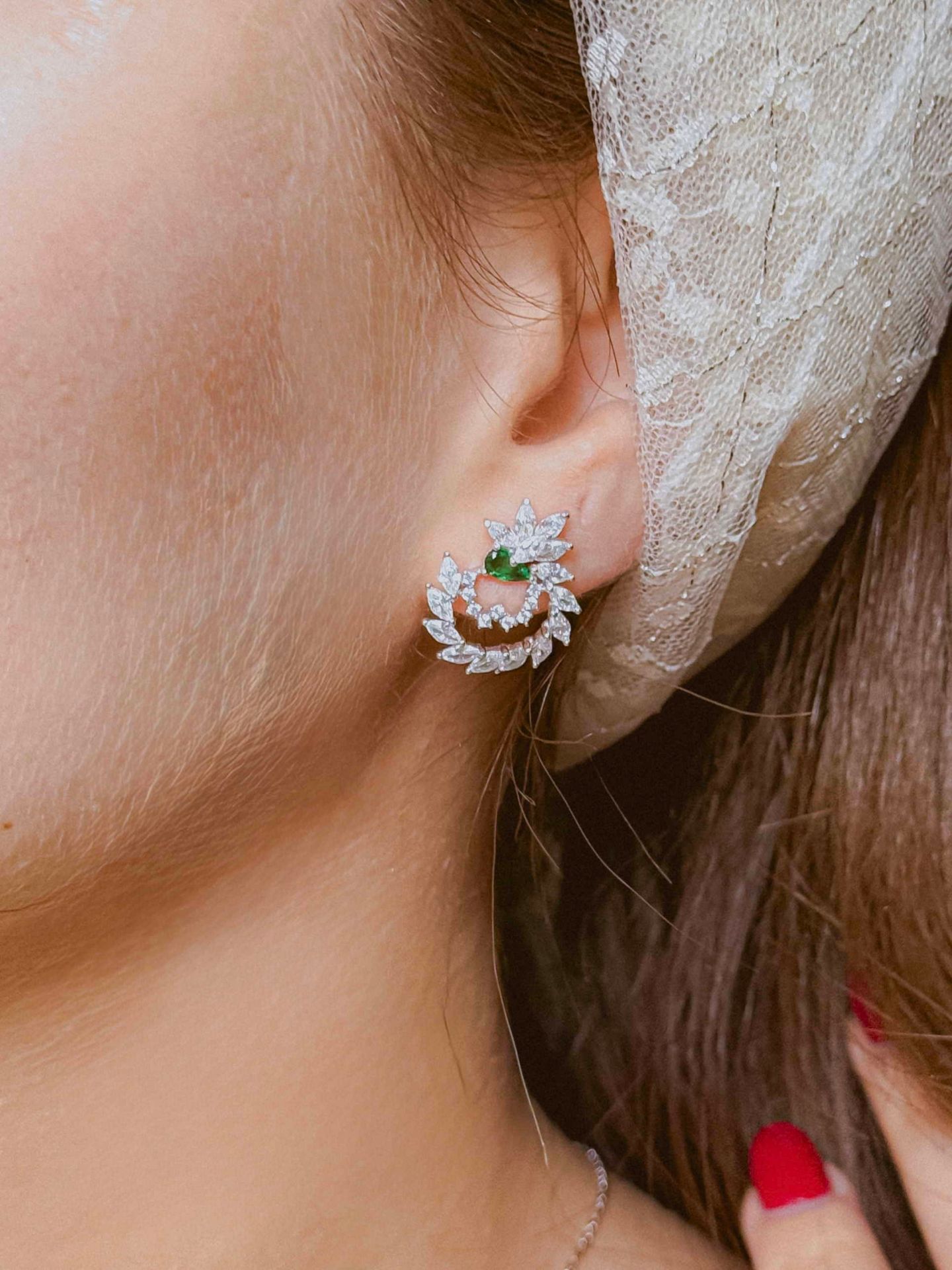 💍نیم ست جواهری (گردنبند و گوشواره)نقره عیار ۹۲۵(N_4427)