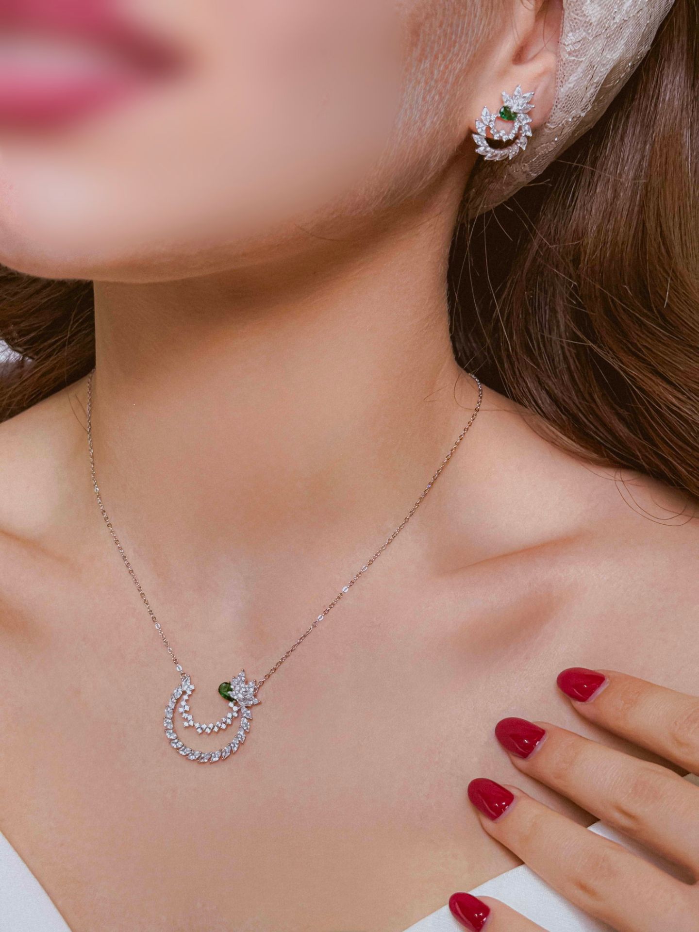 💍نیم ست جواهری (گردنبند و گوشواره)نقره عیار ۹۲۵(N_4427)