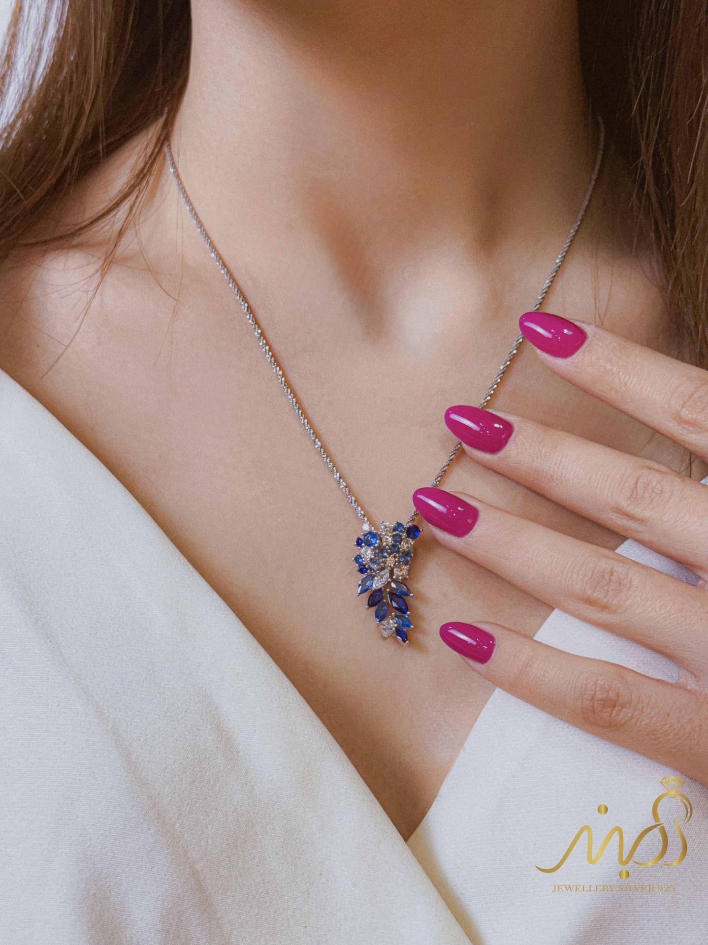 💍نیم ست جواهری (آویز و گوشواره)نقره عیار ۹۲۵(N_4428)