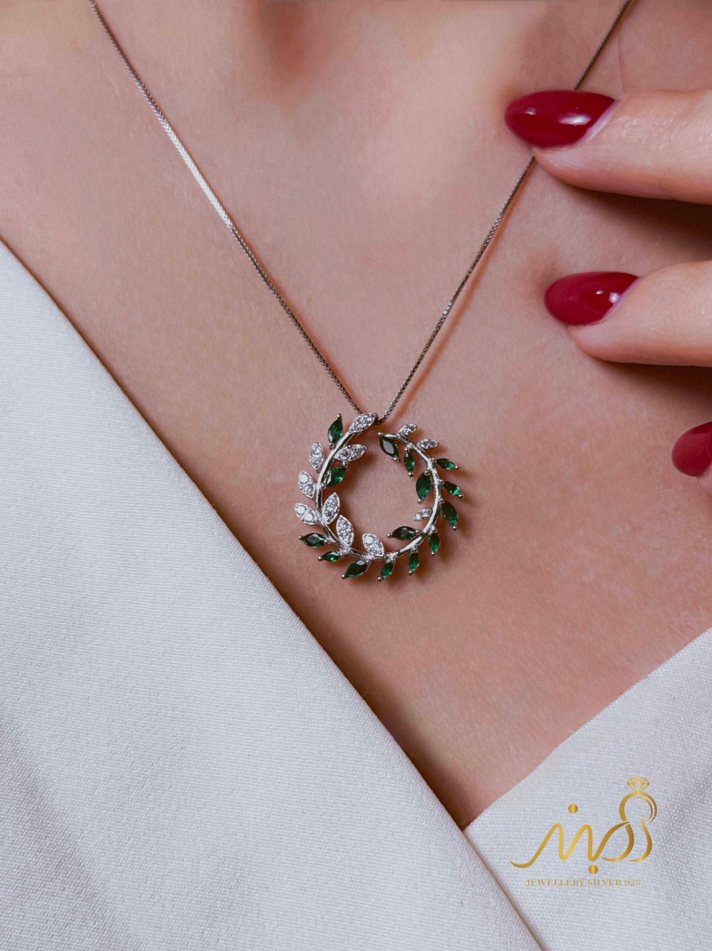 💍نیم ست جواهری (آویز و گوشواره)نقره عیار ۹۲۵(N_4430)