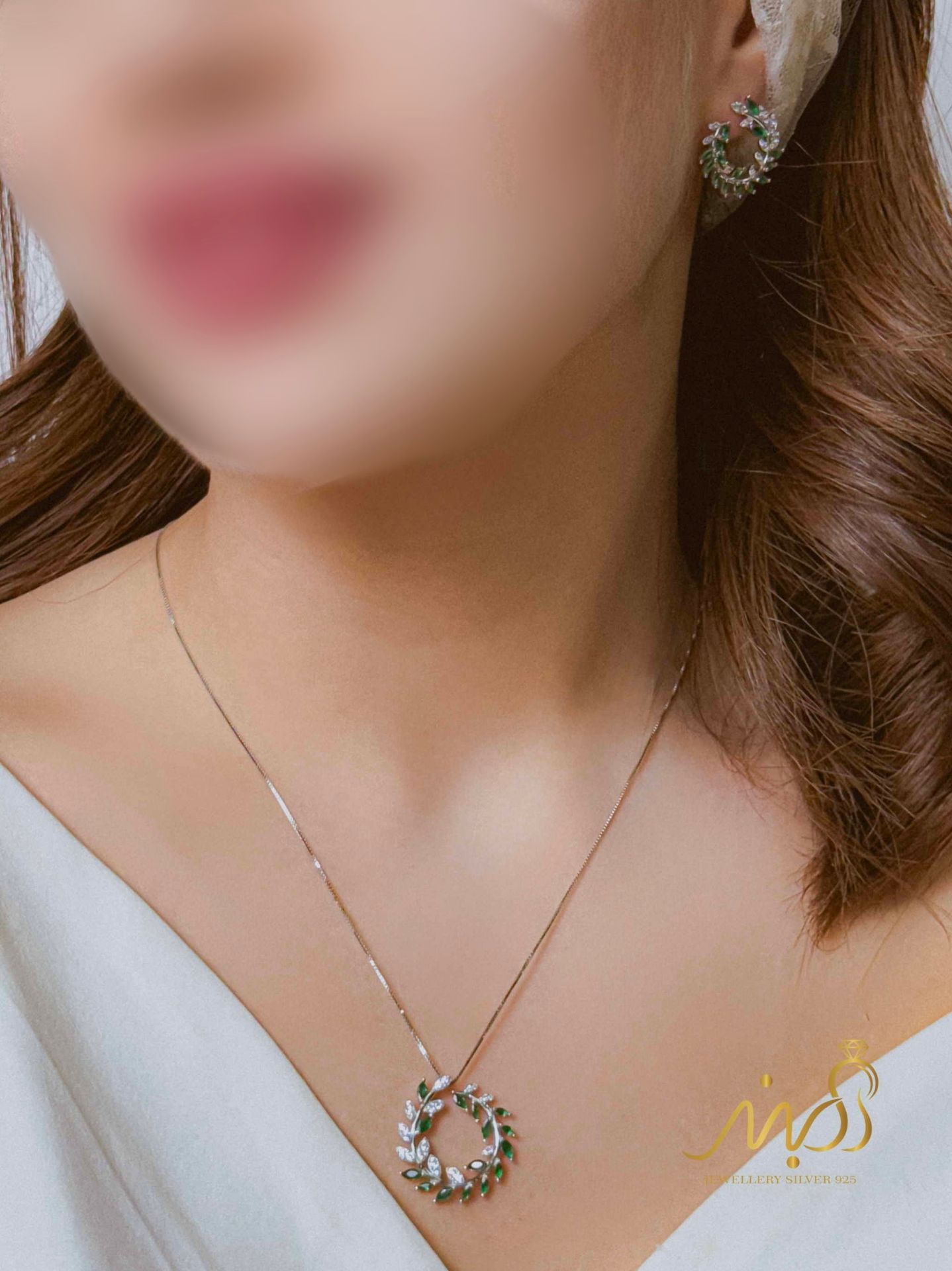 💍نیم ست جواهری (آویز و گوشواره)نقره عیار ۹۲۵(N_4430)