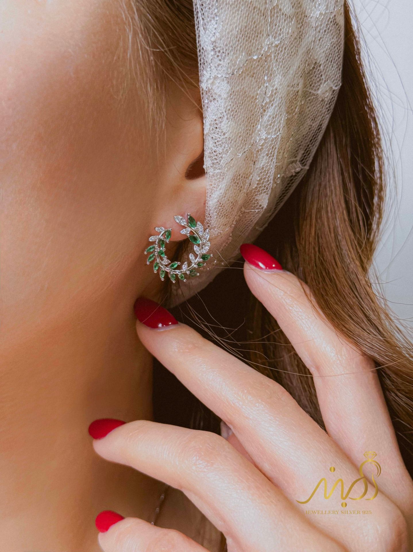 💍نیم ست جواهری (آویز و گوشواره)نقره عیار ۹۲۵(N_4430)