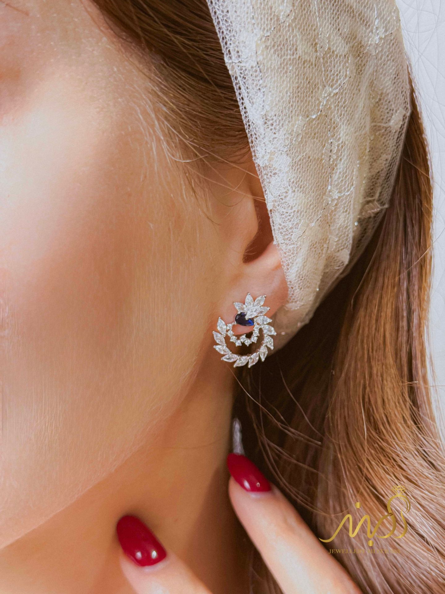 💍نیم ست جواهری (گردنبند و گوشواره)نقره عیار ۹۲۵(N_4433)