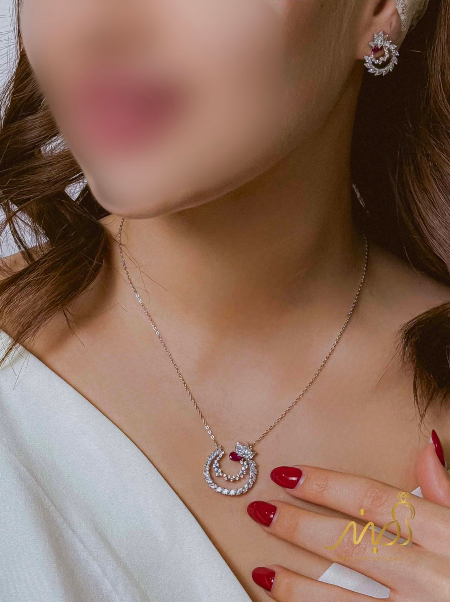 💍نیم ست جواهری (گردنبند و گوشواره)نقره عیار ۹۲۵(N_4432)