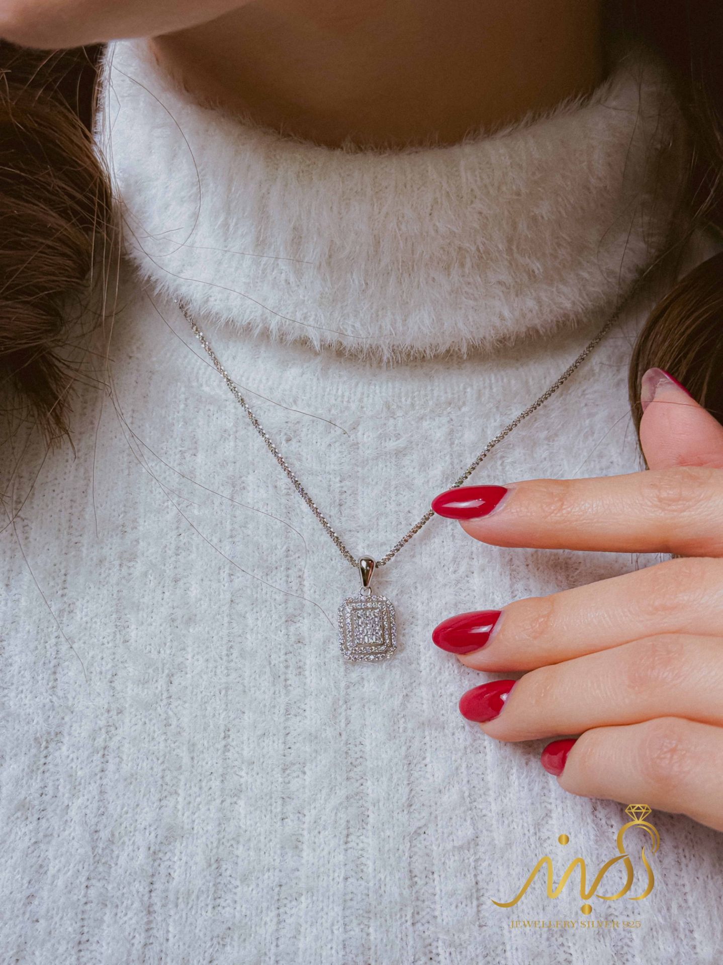 💍نیم ست جواهری (آویز و گوشواره)نقره عیار ۹۲۵(N_4441) 