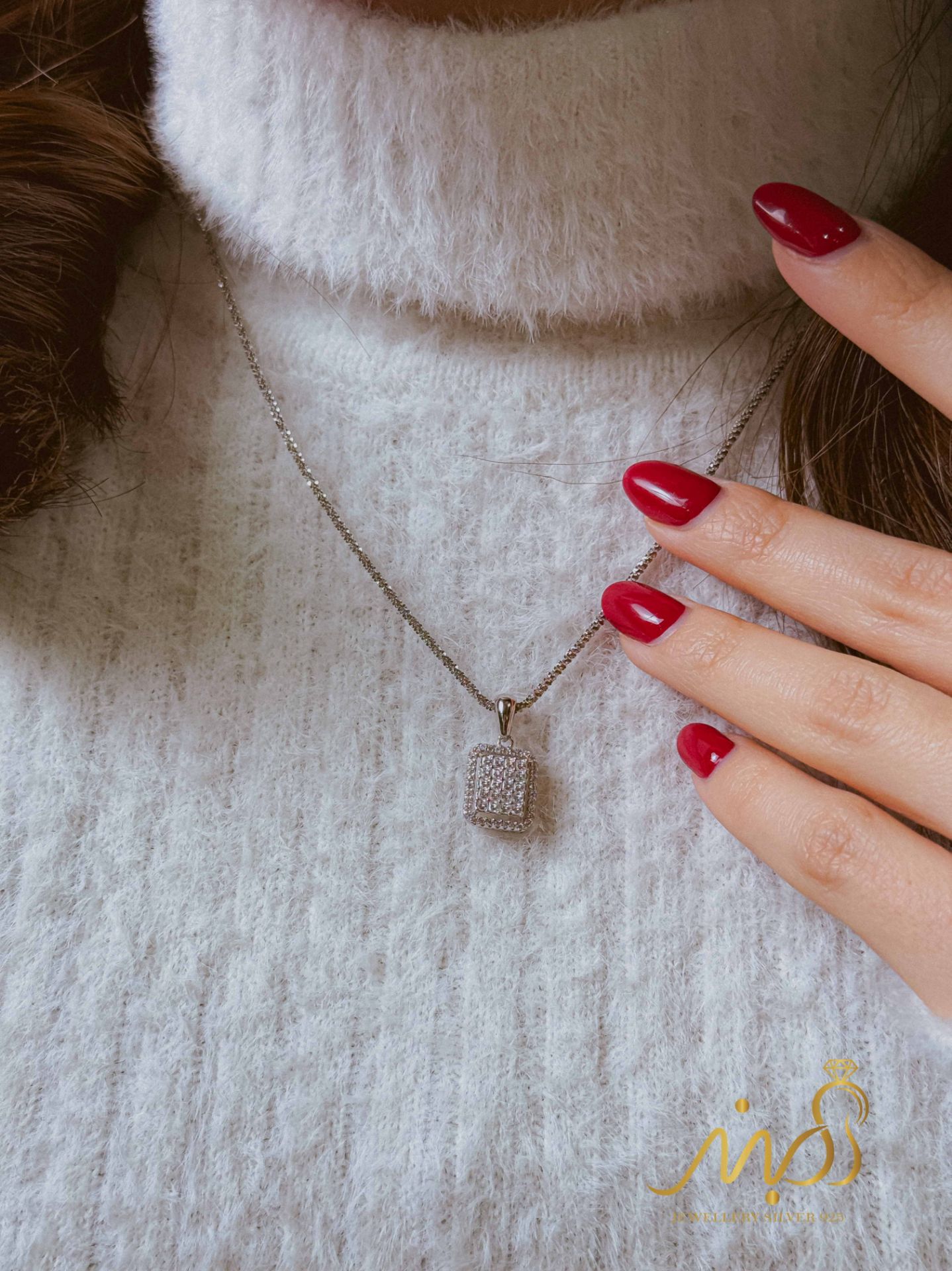 💍نیم ست (آویز و گوشواره) جواهری  خاص و زیبا ، نقره عیار ۹۲۵(N_4442)