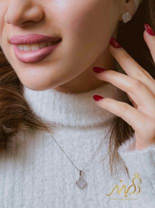 💍نیم ست (آویز و گوشواره) جواهری خاص و زیبا ، نقره عیار ۹۲۵(N_4444) 