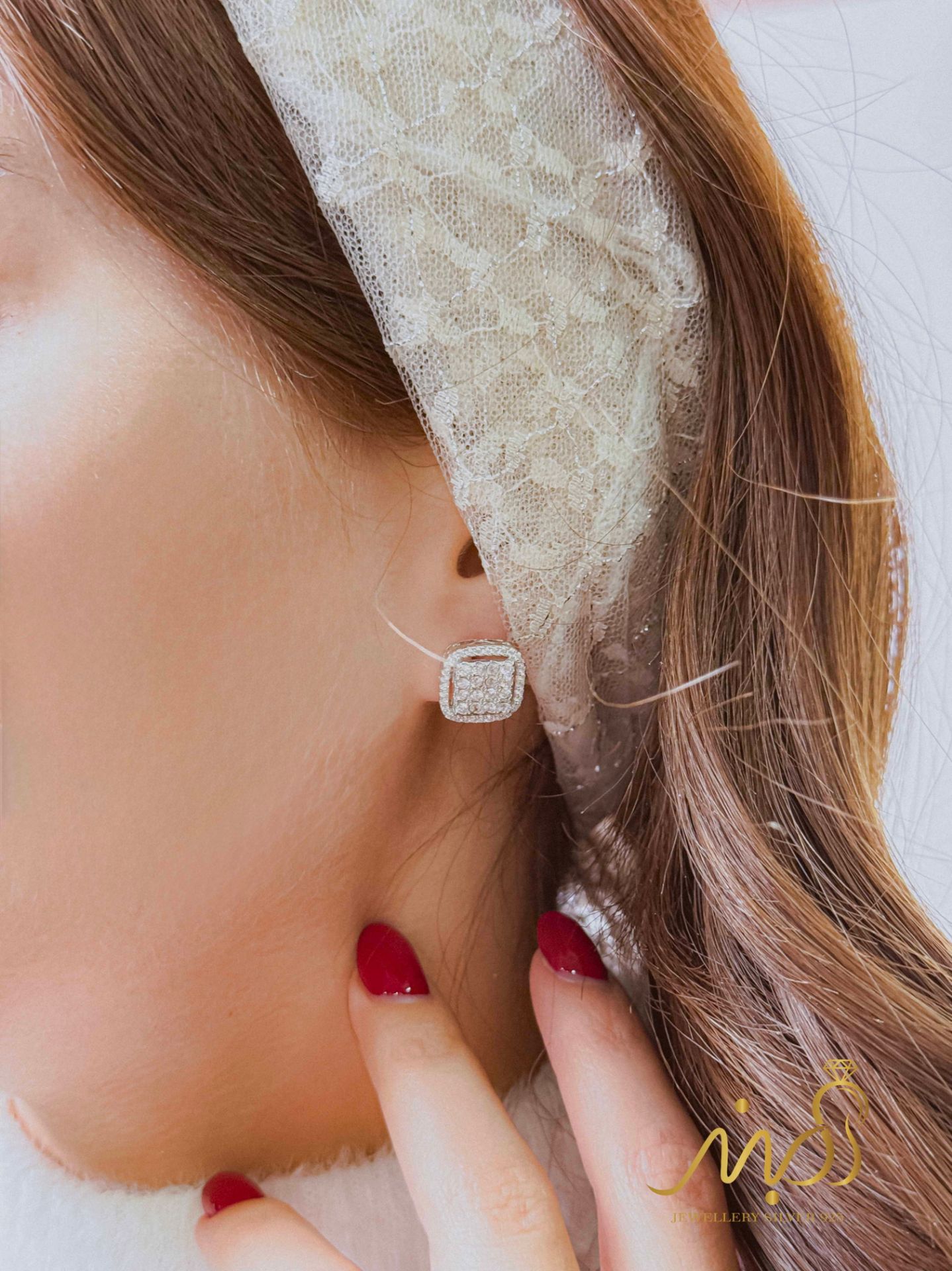 💍نیم ست (آویز و گوشواره) جواهری خاص و زیبا ، نقره عیار ۹۲۵(N_4445) 