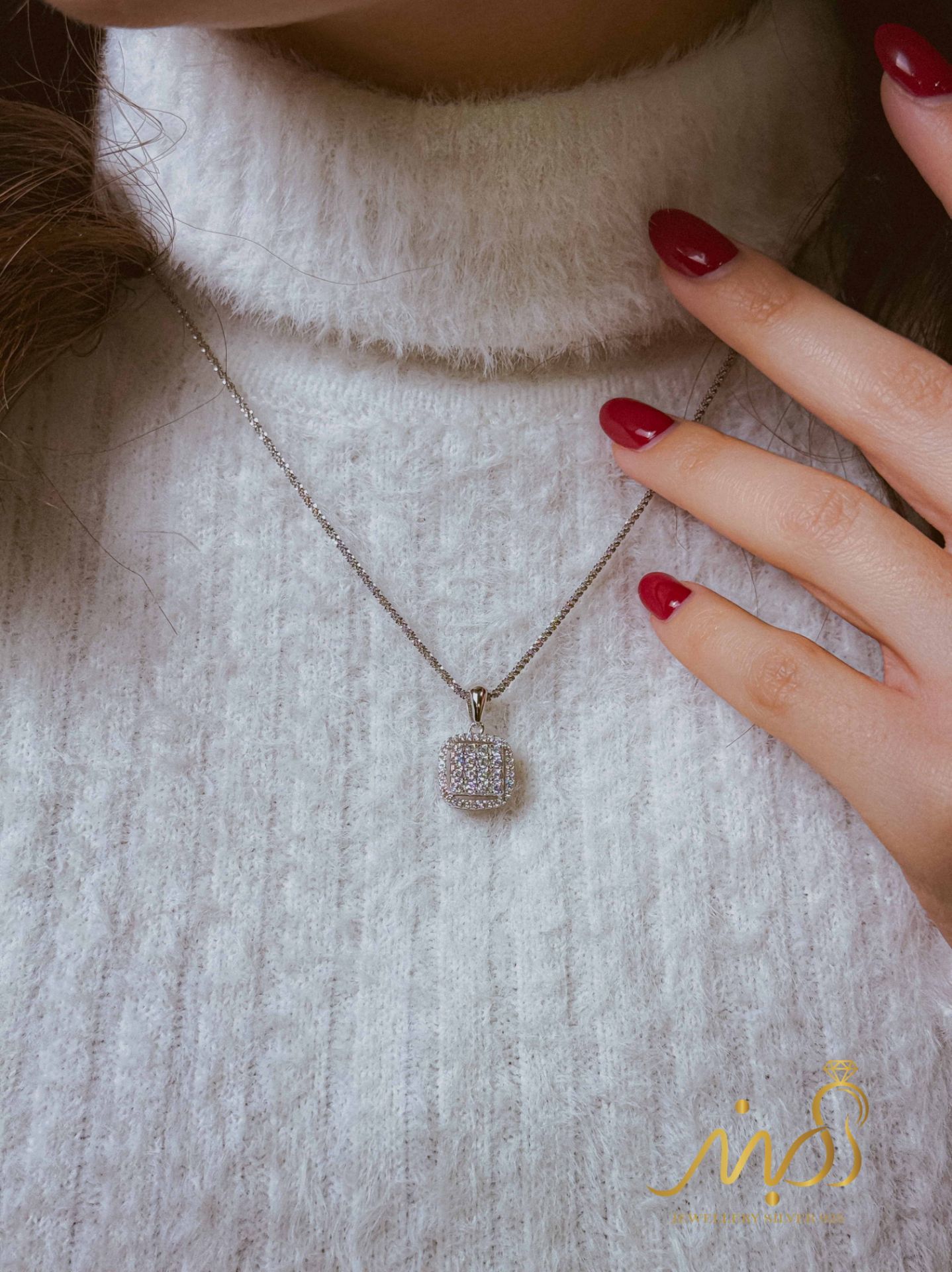 💍نیم ست (آویز و گوشواره) جواهری خاص و زیبا ، نقره عیار ۹۲۵(N_4445) 