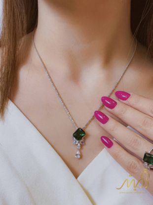 💍نیم ست (آویز و گوشواره) جواهری خاص و زیبا ، نقره عیار ۹۲۵(N_4446) 