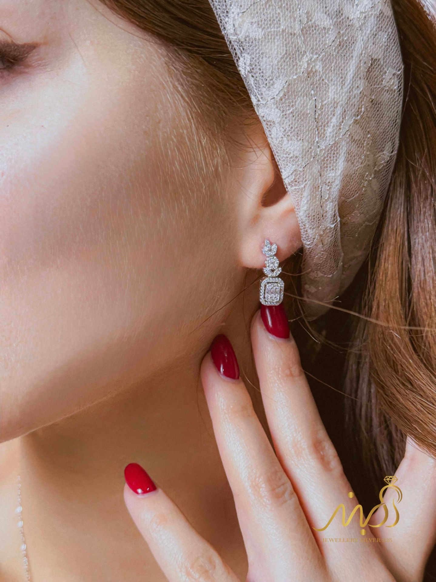 💍نیم ست جواهری (گردنبند و گوشواره)نقره عیار ۹۲۵(N_4448)