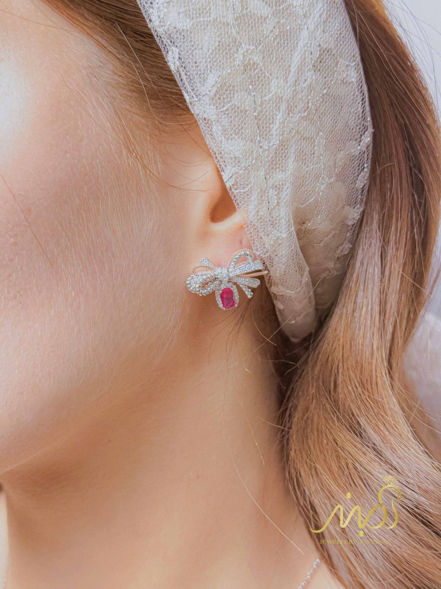 💍نیم ست جواهری (گردنبند و گوشواره)نقره عیار ۹۲۵(N_4438)