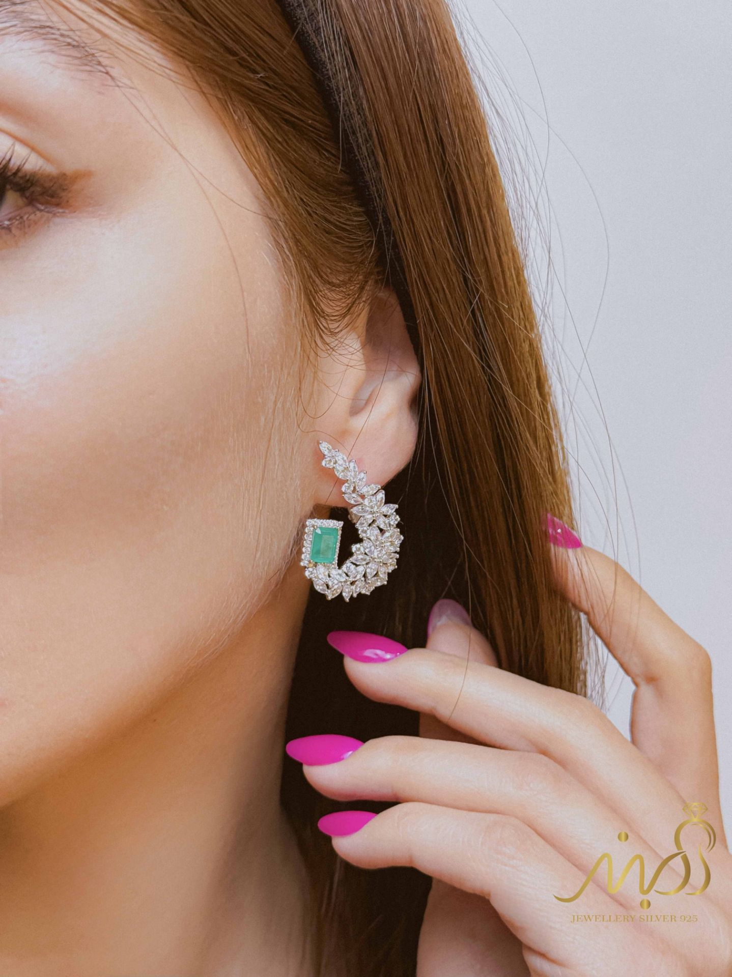 💍گوشواره جواهری با نگین رنگی، نقره عیار ۹۲۵ (E_5072)‌‌‌‌‌‌