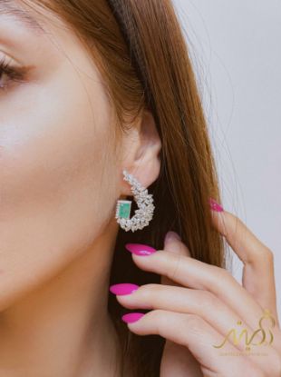 💍گوشواره جواهری با نگین رنگی، نقره عیار ۹۲۵ (E_5072)‌‌‌‌‌‌