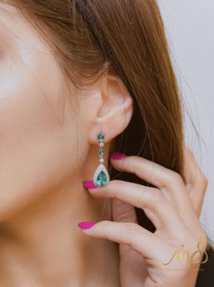 💍گوشواره جواهری با نگینهای رنگی، نقره عیار ۹۲۵ (E_5076)‌‌‌‌‌‌